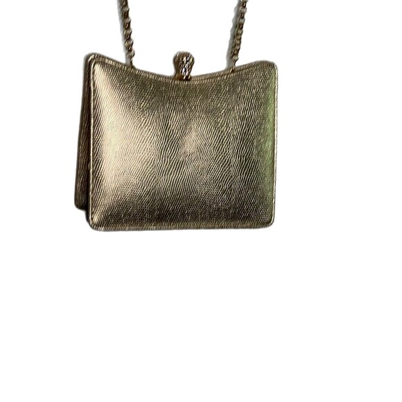 Gold Crossbody Small Evening Bag Rhinestone Closure Chain Strap - Picture 2 of 9